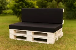 Set coussins palette 120x50 / 120x40cm Noir Coussins de jardin avec housses amovibles pour une utilisation int/ext.