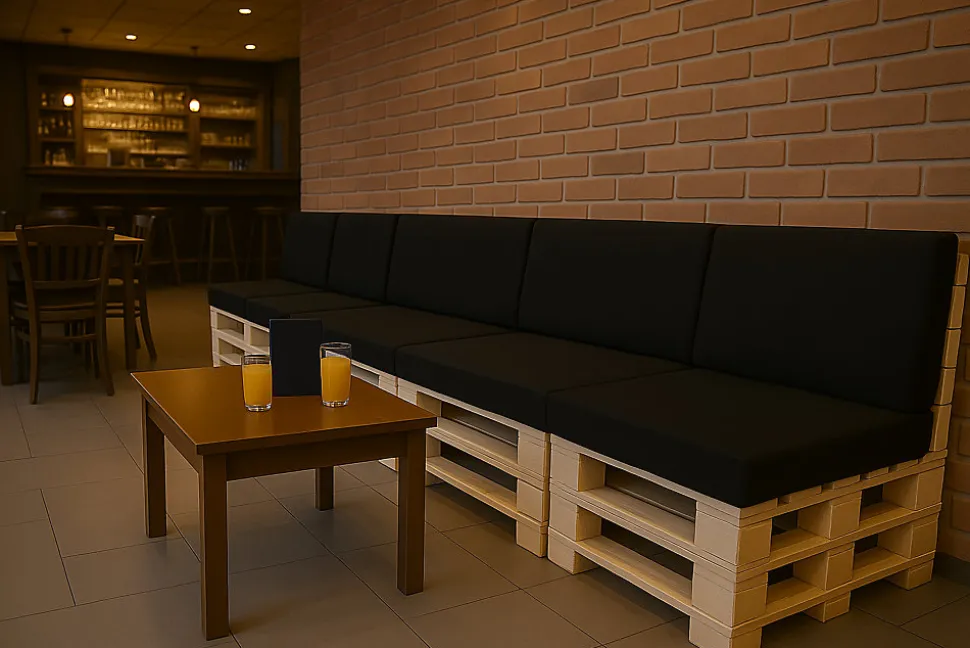 Set coussins palette 120x50 / 120x40cm Noir Coussins de jardin avec housses amovibles pour une utilisation int/ext.