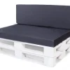 Set coussins palette 120x60 / 120x50cm Bleu foncé Coussins de jardin avec housses amovibles pour une utilisation int/ext.