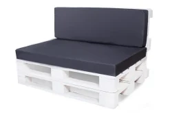Set coussins palette 120x60 / 120x50cm Bleu foncé Coussins de jardin avec housses amovibles pour une utilisation int/ext.