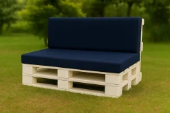 Set coussins palette 120x60 / 120x50cm Bleu foncé Coussins de jardin avec housses amovibles pour une utilisation int/ext.