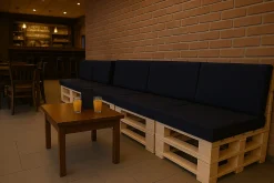 Set coussins palette 120x60 / 120x50cm Bleu foncé Coussins de jardin avec housses amovibles pour une utilisation int/ext.