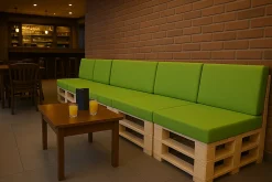 Set coussins palette 120x60 / 120x50cm Citron vert Coussins de jardin avec housses amovibles pour une utilisation int/ext.