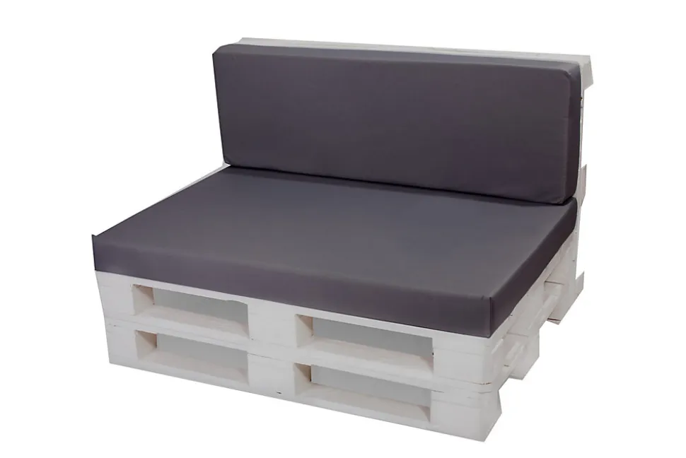 Set coussins palette 120x50 / 120x50cm Anthracite Coussins de jardin avec housses amovibles pour une utilisation int/ext.