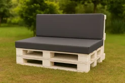 Set coussins palette 120x50 / 120x50cm Anthracite Coussins de jardin avec housses amovibles pour une utilisation int/ext.