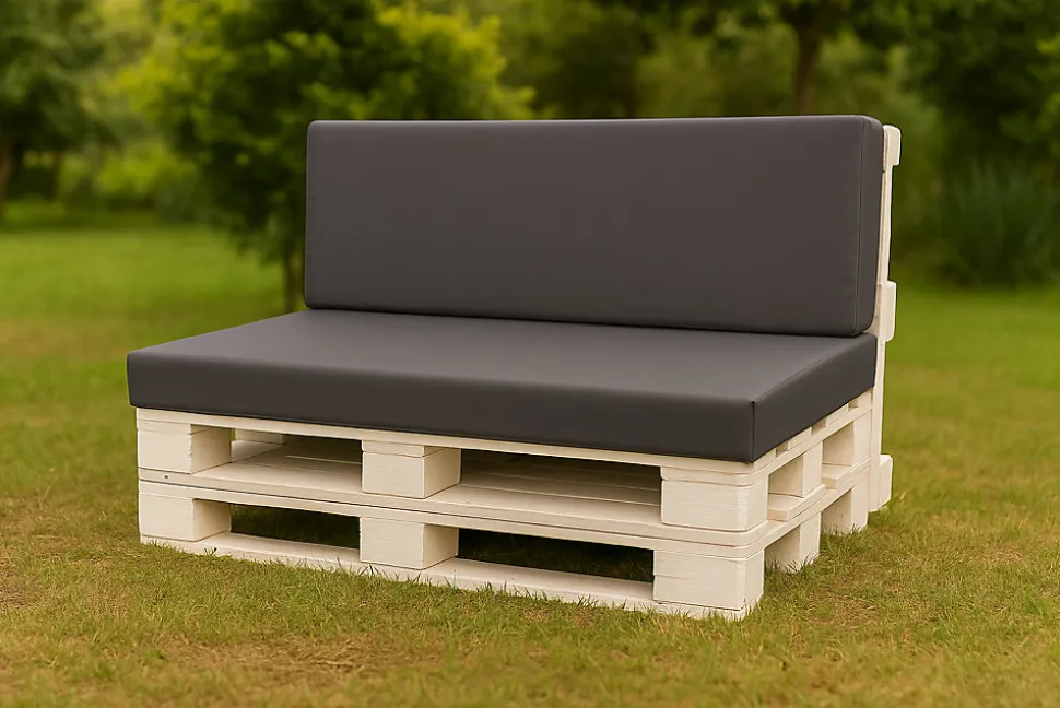 Set coussins palette 120x50 / 120x50cm Anthracite Coussins de jardin avec housses amovibles pour une utilisation int/ext.