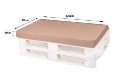 Set coussins pour palettes 120x50 cm, housse d'assise amovible, coussins de dossier matelassés 120x50 cm Beige coussins palettes