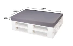 Set coussins pour palettes 120x60 cm, housse d'assise amovible, coussins de dossier matelassés 120x50 cm Gris coussins palettes