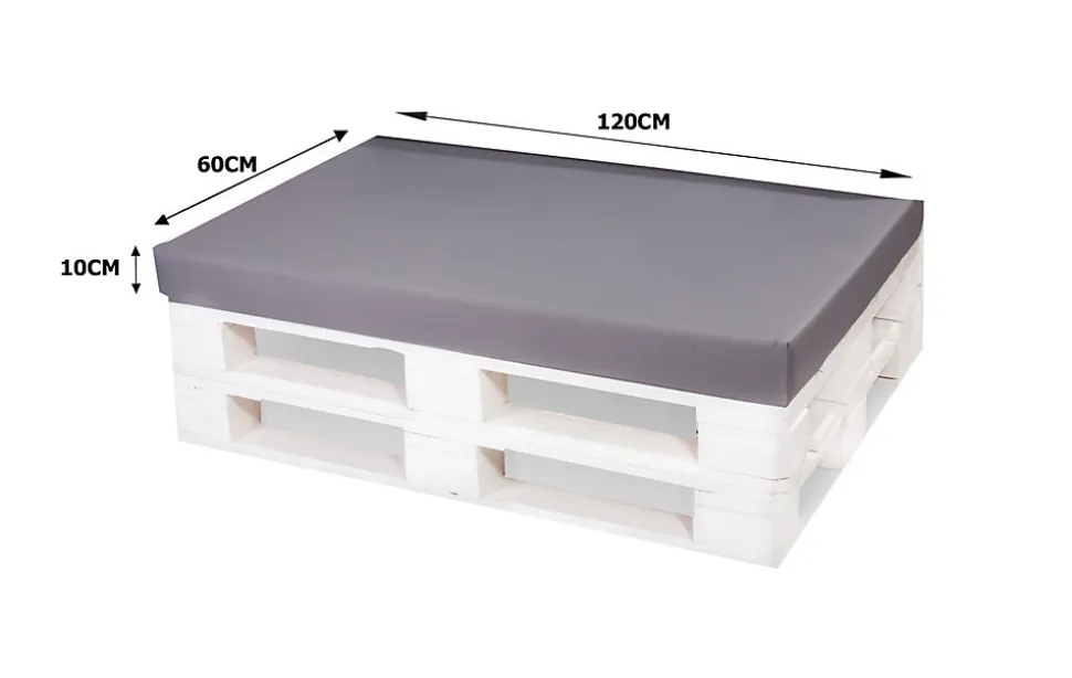 Set coussins pour palettes 120x60 cm, housse d'assise amovible, coussins de dossier matelassés 120x50 cm Gris coussins palettes