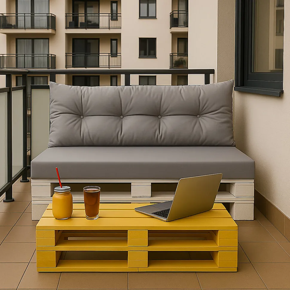 Set coussins pour palettes 120x60 cm, housse d'assise amovible, coussins de dossier matelassés 120x50 cm Gris coussins palettes