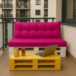 Set coussins pour palettes 120x50 cm, housse d'assise amovible, coussins de dossier matelassés 120x40 cm Rose coussins palettes