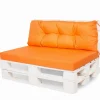 Set coussins pour palettes 120x60 cm, housse d'assise amovible, coussins de dossier matelassés 120x50 cm Orange coussins palettes