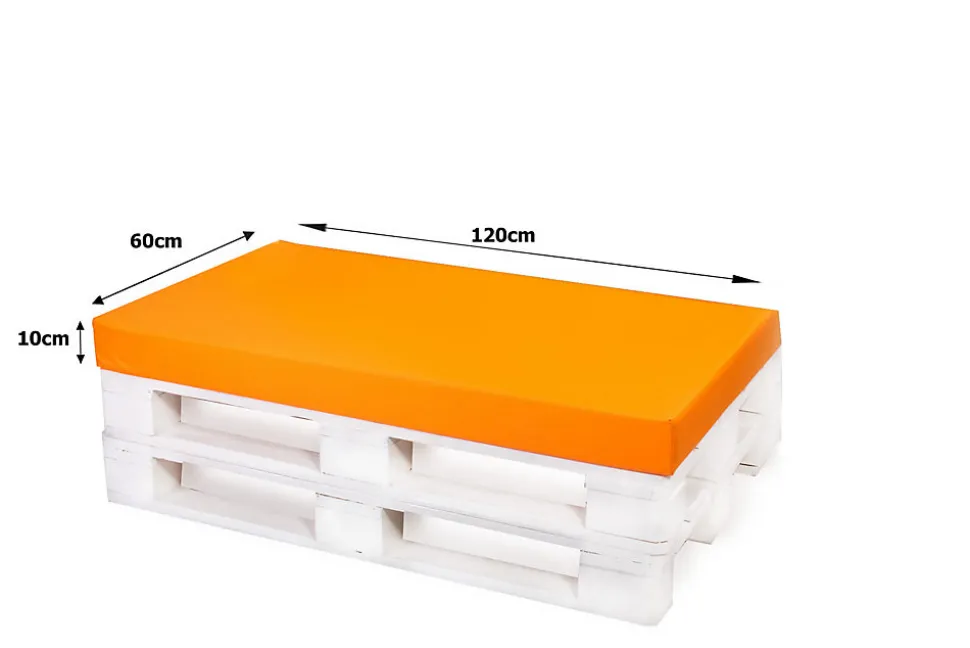 Set coussins pour palettes 120x60 cm, housse d'assise amovible, coussins de dossier matelassés 120x50 cm Orange coussins palettes