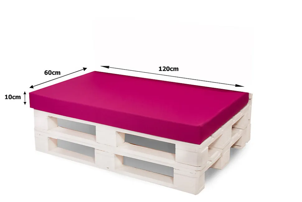 Set coussins pour palettes 120x60 cm, housse d'assise amovible, coussins de dossier matelassés 120x50 cm Rose coussins palettes