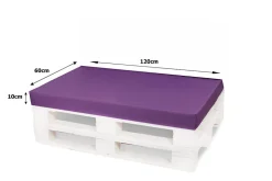 Set coussins pour palettes 120x60 cm, housse d'assise amovible, coussins de dossier matelassés 120x40 cm Violet coussins palettes