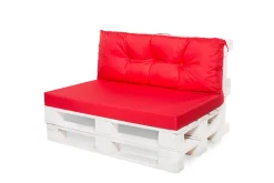 Set coussins pour palettes 120x60 cm, housse d'assise amovible, coussins de dossier matelassés 120x40 cm Rouge coussins palettes