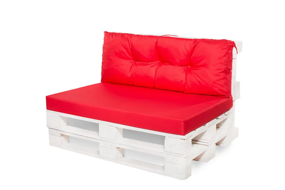 Set coussins pour palettes 120x60 cm, housse d'assise amovible, coussins de dossier matelassés 120x40 cm Rouge coussins palettes