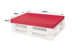 Set coussins pour palettes 120x60 cm, housse d'assise amovible, coussins de dossier matelassés 120x40 cm Rouge coussins palettes