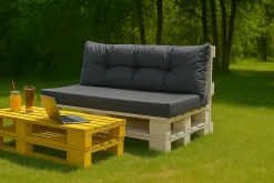 Set coussins pour palettes 120x50 cm, housse d'assise amovible, coussins de dossier matelassés 120x40 cm Anthracite coussins