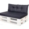 Set coussins pour palettes 120x50 cm, housse d'assise amovible, coussins de dossier matelassés 120x40 cm Noir coussins palettes