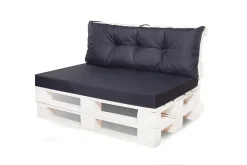 Set coussins pour palettes 120x50 cm, housse d'assise amovible, coussins de dossier matelassés 120x40 cm Noir coussins palettes