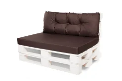 Set coussins pour palettes 120x50 cm, housse d'assise amovible, coussins de dossier matelassés 120x40 cm Marron coussins palettes