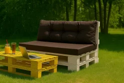 Set coussins pour palettes 120x50 cm, housse d'assise amovible, coussins de dossier matelassés 120x40 cm Marron coussins palettes