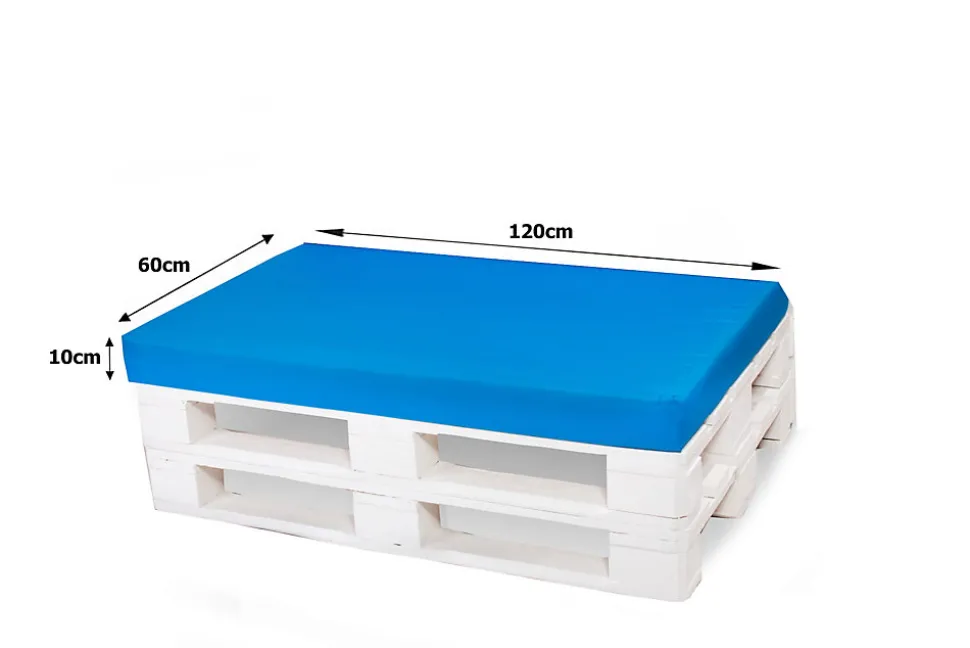 Set coussins pour palettes 120x60 cm, housse d'assise amovible, coussins de dossier matelassés 120x40 cm Bleu coussins palettes