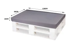 Set coussins pour palettes 120x50 cm, housse d'assise amovible, coussins de dossier matelassés 120x50 cm Gris coussins palettes