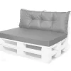 Set coussins pour palettes 120x50 cm, housse d'assise amovible, coussins de dossier matelassés 120x40 cm Gris coussins palettes