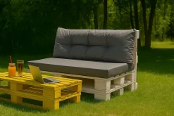 Set coussins pour palettes 120x50 cm, housse d'assise amovible, coussins de dossier matelassés 120x40 cm Gris coussins palettes