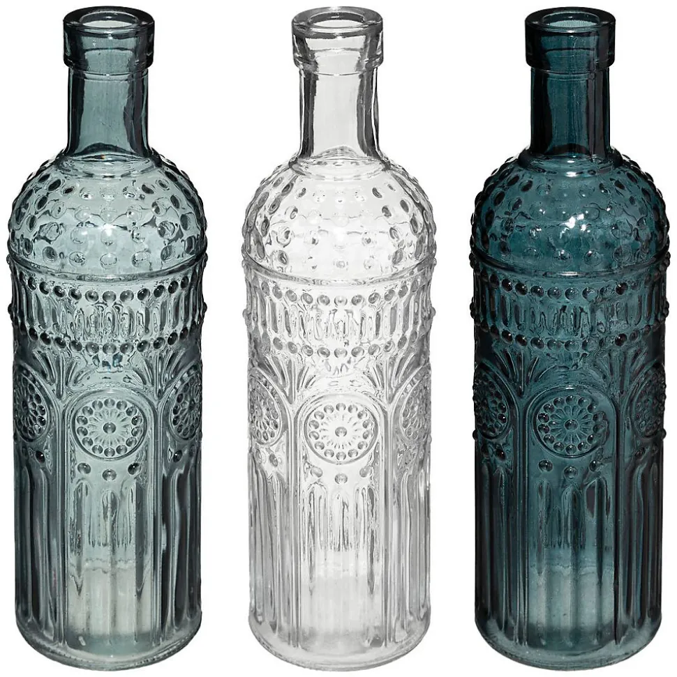 Set de 3 bouteilles Folk - verre - Bleu- Atmosphera