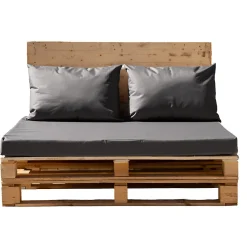 Set de 3 coussins palette extérieur imperméable et déhoussable MINORQUE (120x80 cm - Gris anthracite)