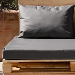 Set de 3 coussins palette extérieur imperméable et déhoussable MINORQUE (120x80 cm - Gris anthracite)