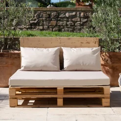 Set de 3 coussins palette extérieur imperméable et déhoussable MINORQUE (120x80 cm - Ecru)