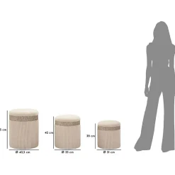 Set de 3 poufs coffre en MDF Curtain
