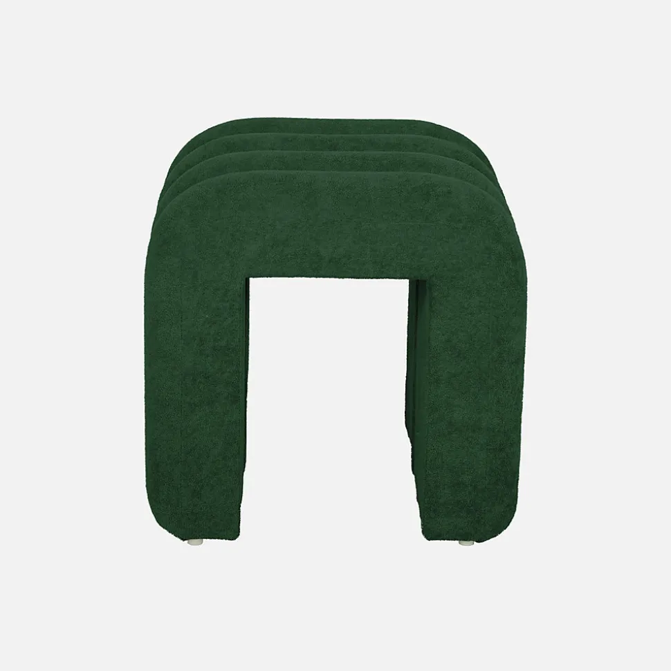 Set de 2 poufs contemporains en tissu vert foncé