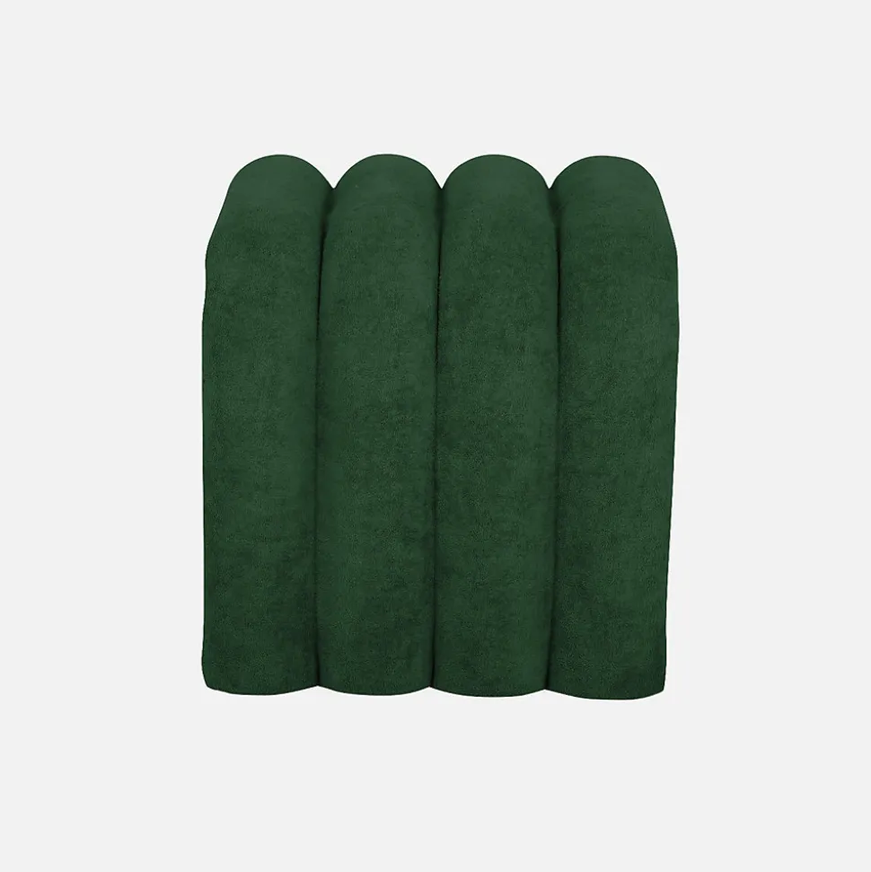 Set de 2 poufs contemporains en tissu vert foncé