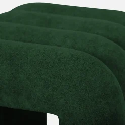 Set de 2 poufs contemporains en tissu vert foncé