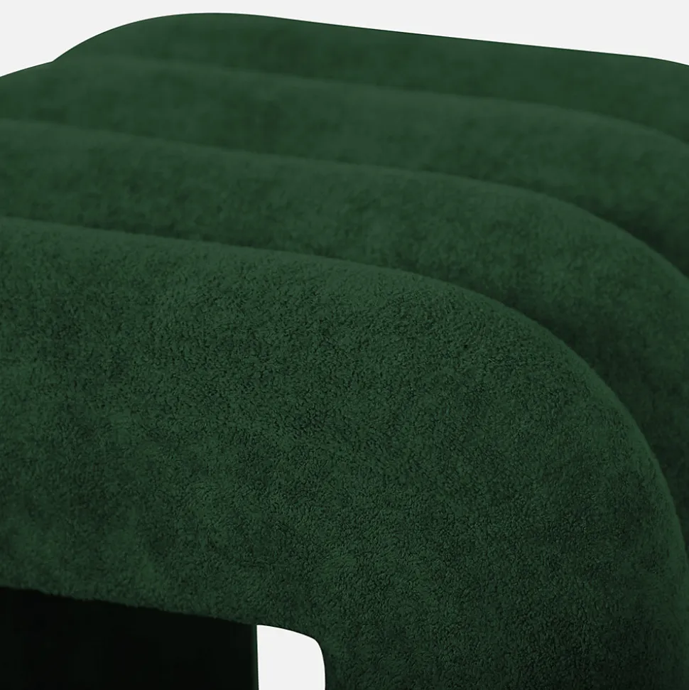 Set de 2 poufs contemporains en tissu vert foncé