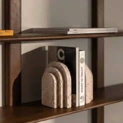 Set de 2 serre-livres imitation travertin forme arche
