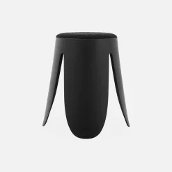 Set de 4 tabourets empilables noirs. bouclette texturée. NIKI. D.30 / 44 x H46cm