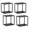 Set de 4 étagères murales Nostened acier 28 x 28 x 20 cm noir en.casa