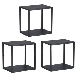 Set de 3 étagères murales Nostened acier 28 x 28 x 20 cm noir en.casa