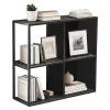 Set de 4 étagères murales Nostened avec fond et panneaux latéraux acier 28 x 28 x 20 cm noir en.casa
