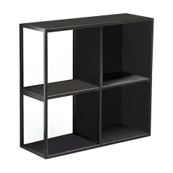 Set de 4 étagères murales Nostened avec fond et panneaux latéraux acier 28 x 28 x 20 cm noir en.casa