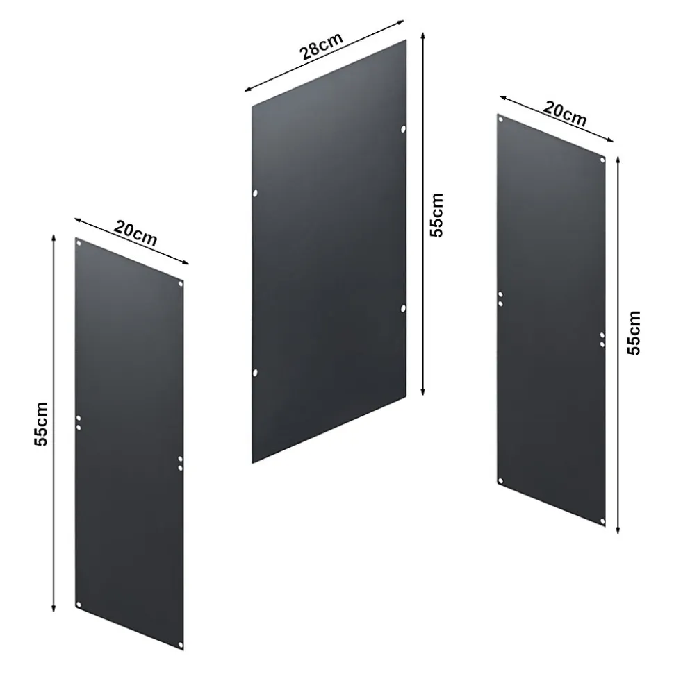 Set de 4 étagères murales Nostened avec fond et panneaux latéraux acier 28 x 28 x 20 cm noir en.casa