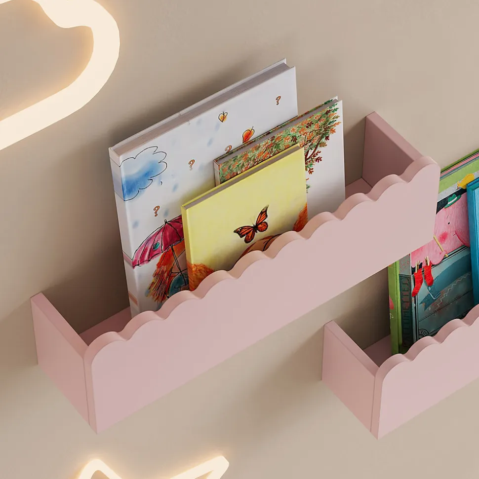 Set de 2 étagères murales pour enfants Vestnes 40 x 10 x 10 cm rose en.casa