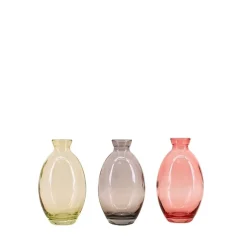 Set de 3 vases en verre coloré 12 cm