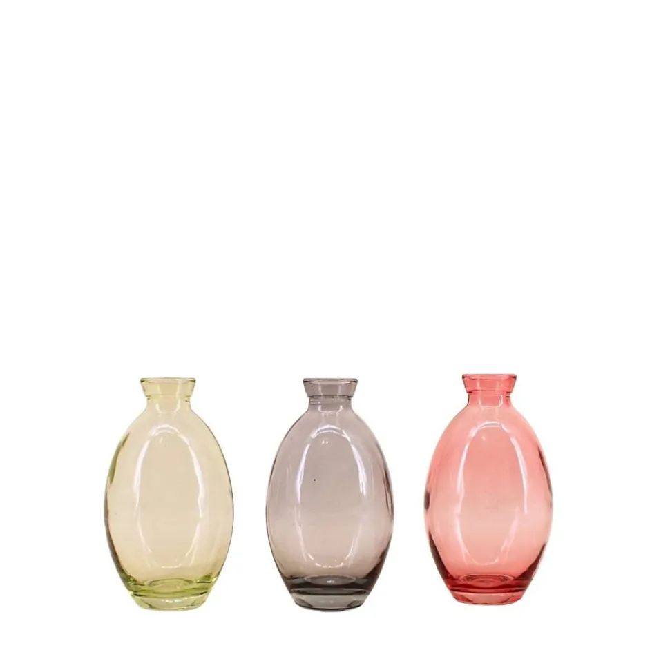 Set de 3 vases en verre coloré 12 cm